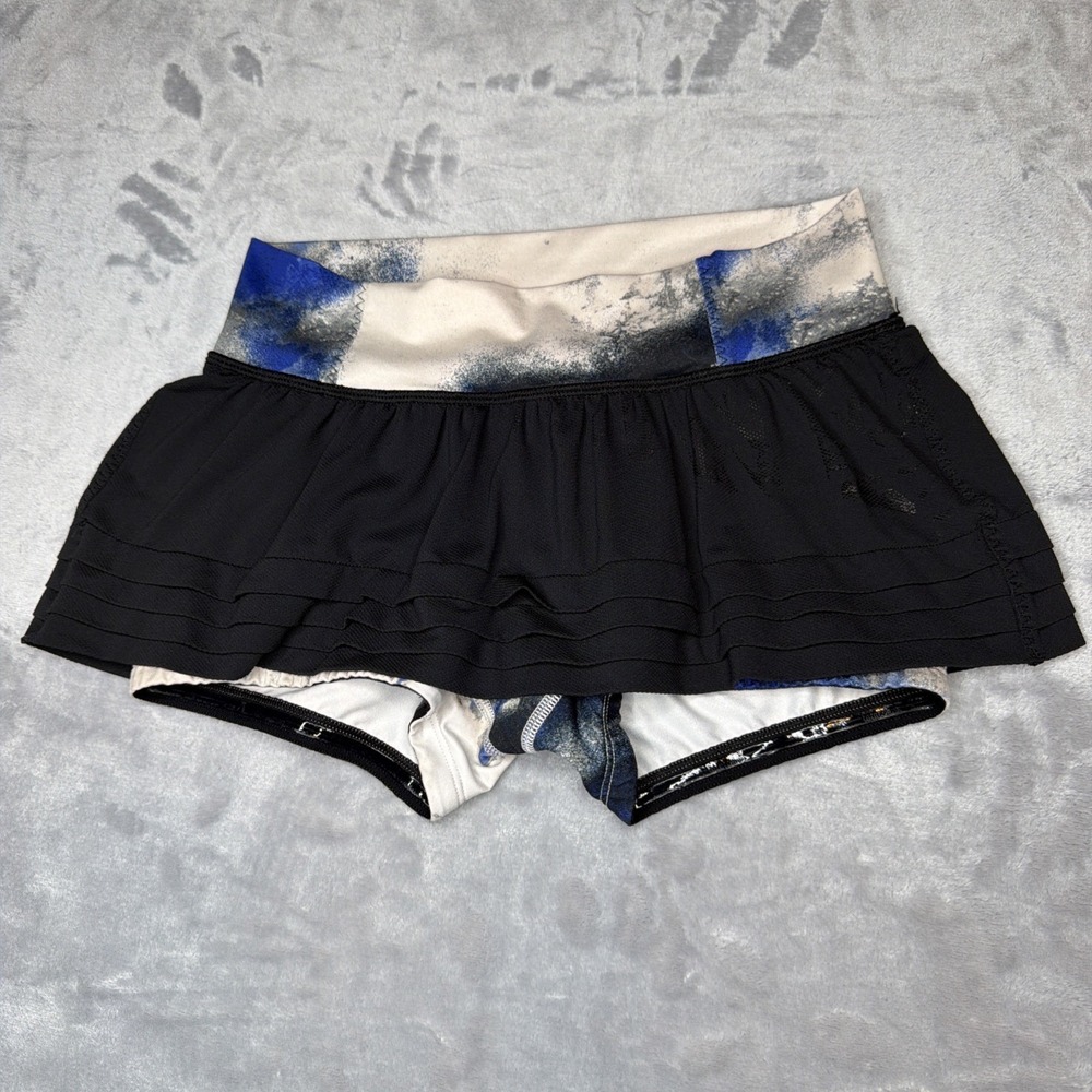 Lululemon Athletica Pace Rival Skirt Skort Women's Size 6 Black Blue White